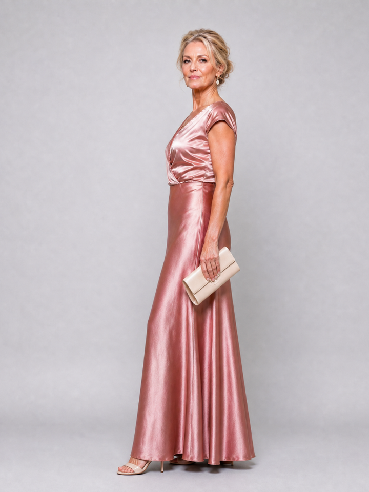 SAMOUSE | CAP SLEEVE WRAP BODICE MAXI DRESS