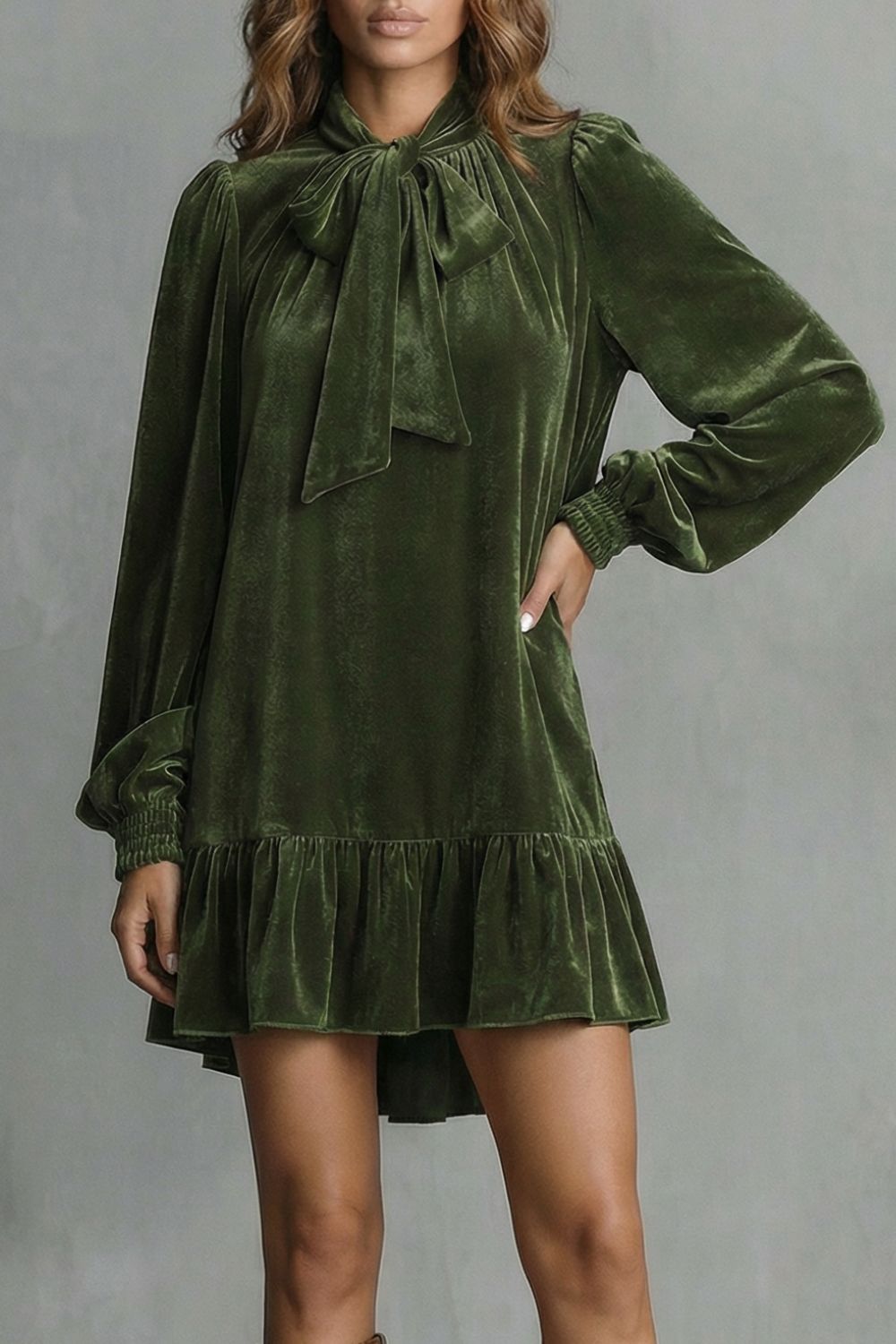 VELÉZIA | VELVET BOW DETAIL – MINI DRESS
