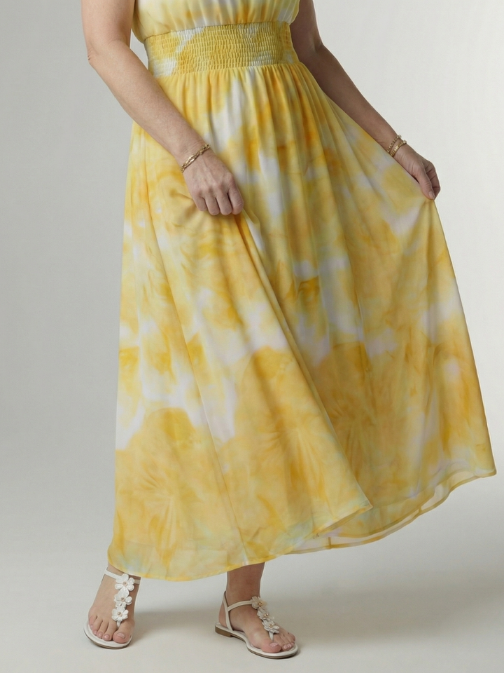SYLIN | GATHERED HALTER MIDI DRESS