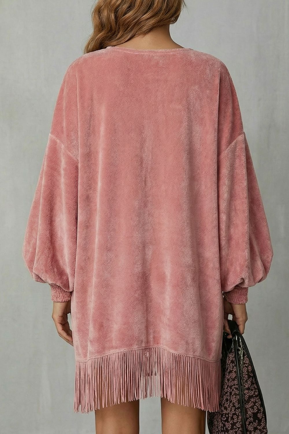 BELLURIE | VOLUMINOUS SLEEVES – FRINGE MINI DRESS