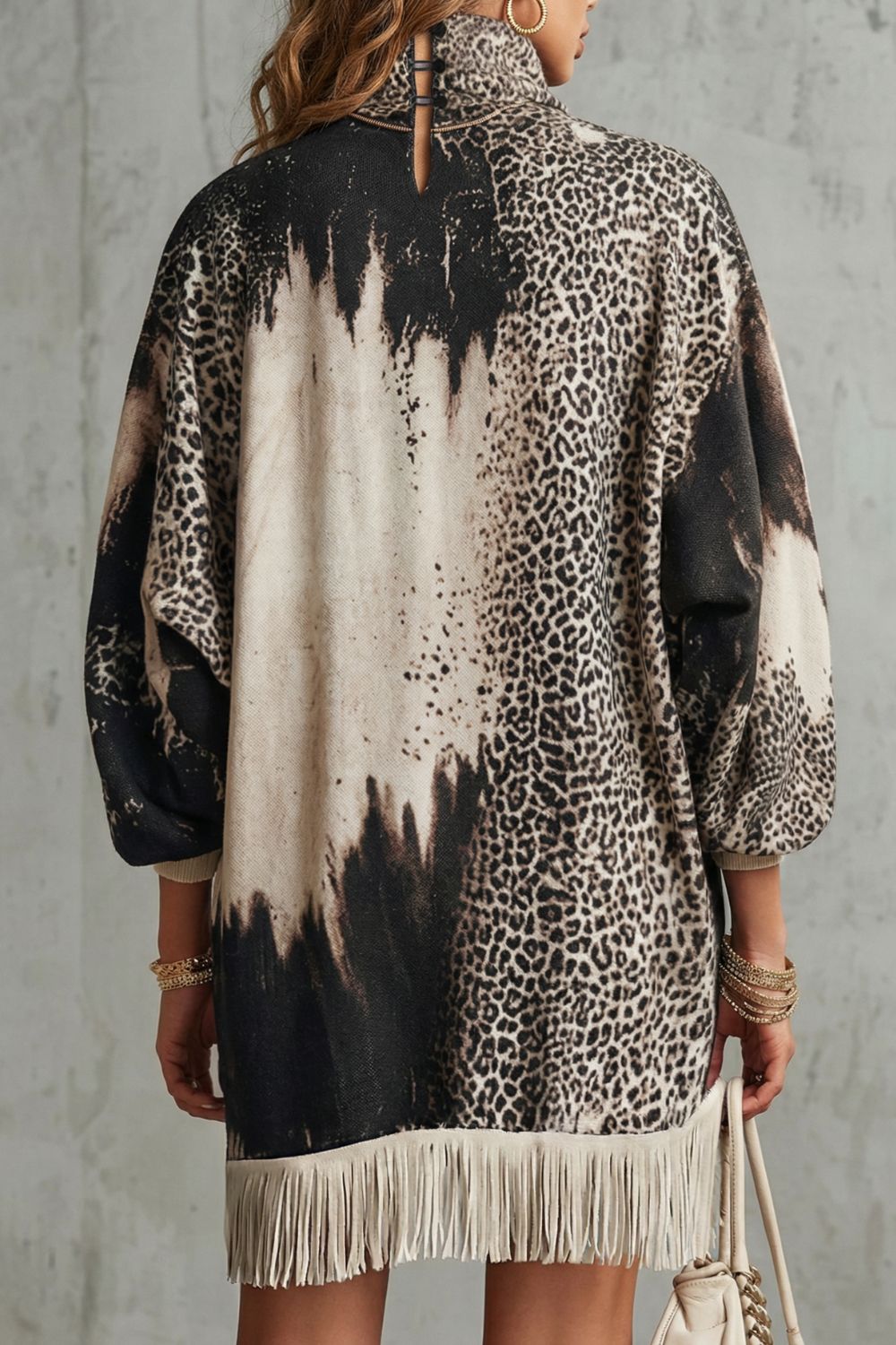 SOLENNE | FRINGED HEMLINE – LEOPARD MINI DRESS