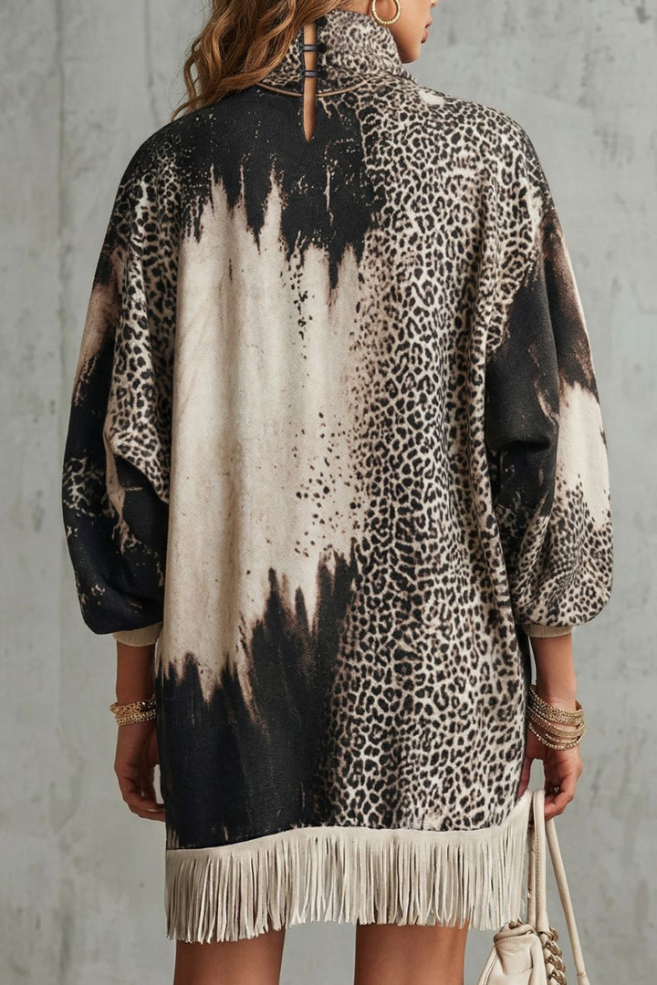 SOLENNE | FRINGED HEMLINE – LEOPARD MINI DRESS
