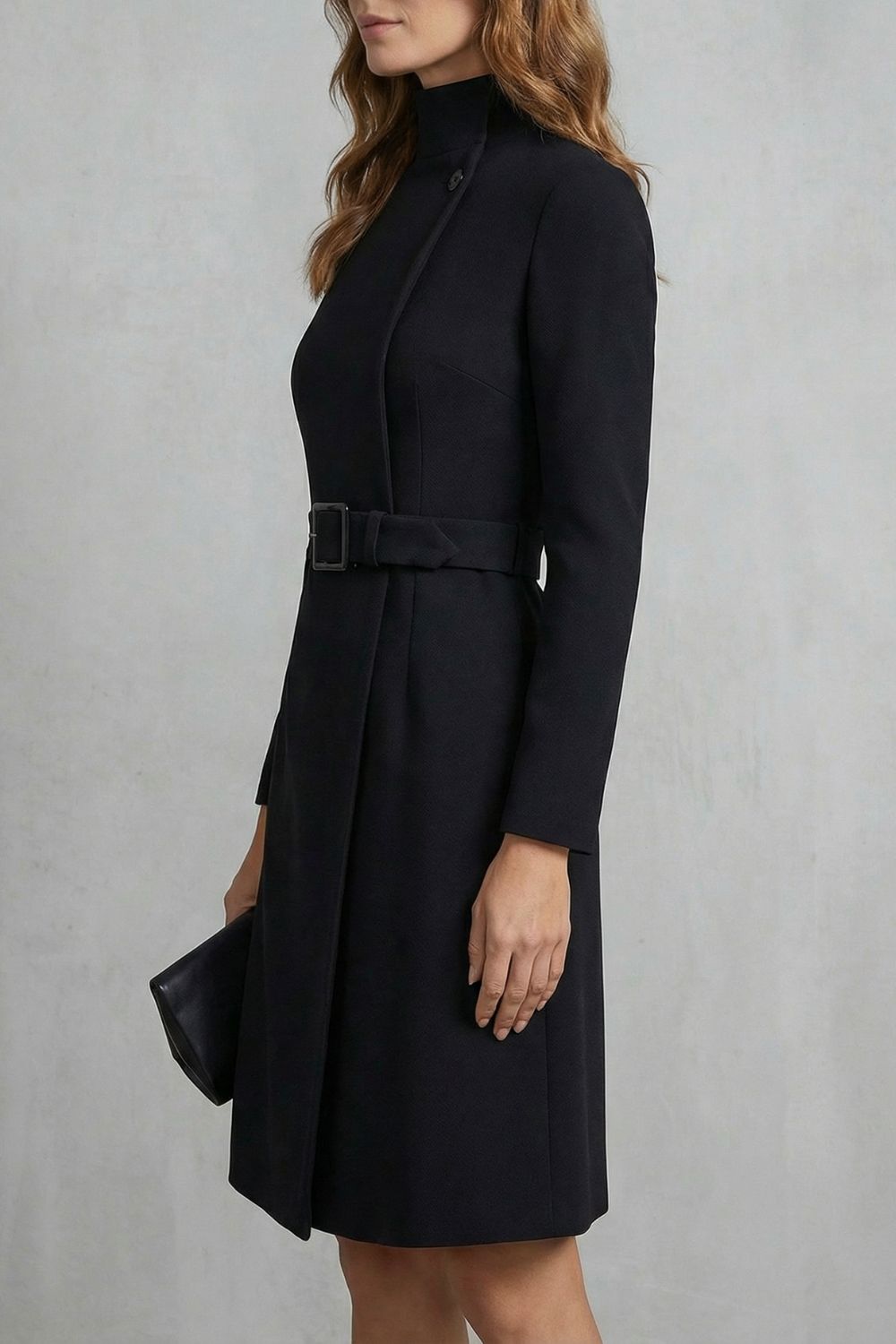 NIVARA | ASYMMETRIC BELTED WAIST – A-LINE MIDI DRESS