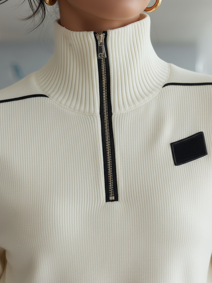 GEORGIA | CASUAL RIBBED TRIM ZIPPER TURTLENECK SPORTS SET