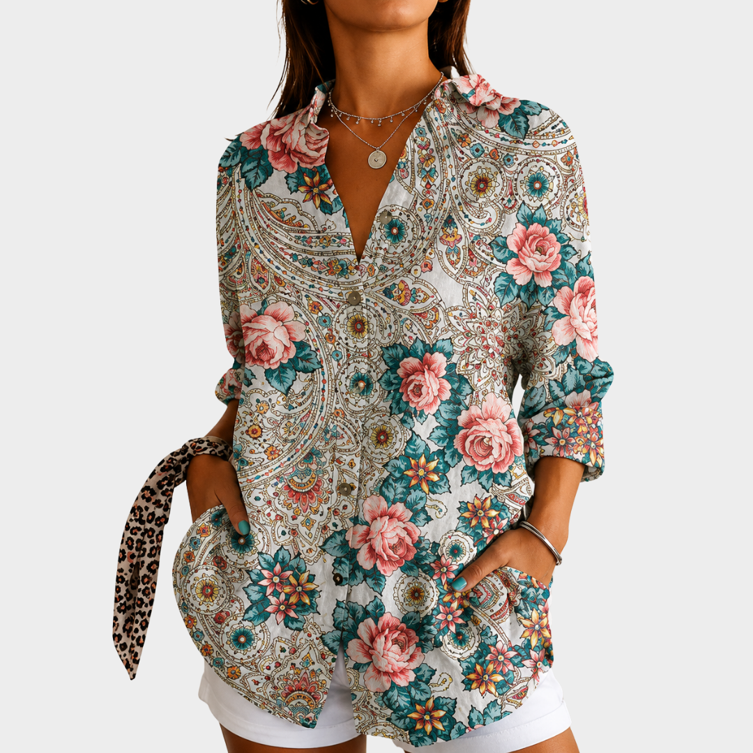 EVELYN | VINTAGE ROSE PAISLEY BLOUSE
