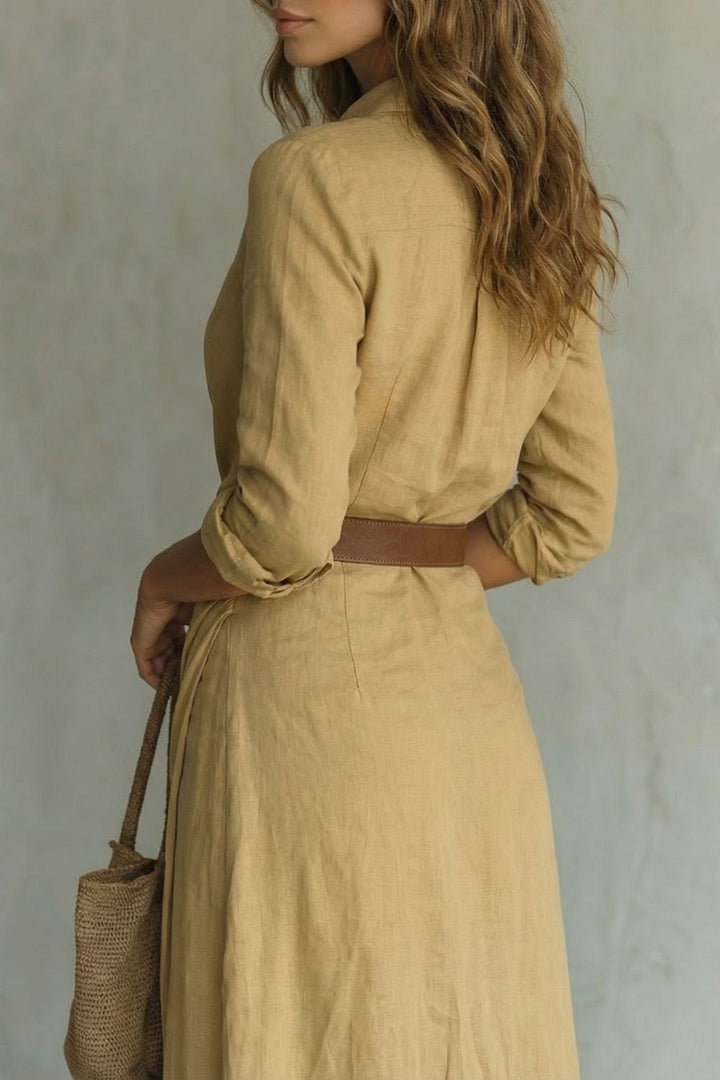 AZURA | BUTTON-DOWN WRAP BELTED MAXI DRESS