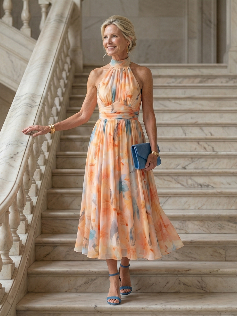 ELIN | SOFT HALTER MIDI DRESS
