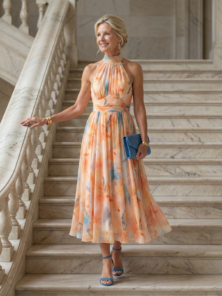 ELIN | SOFT HALTER MIDI DRESS