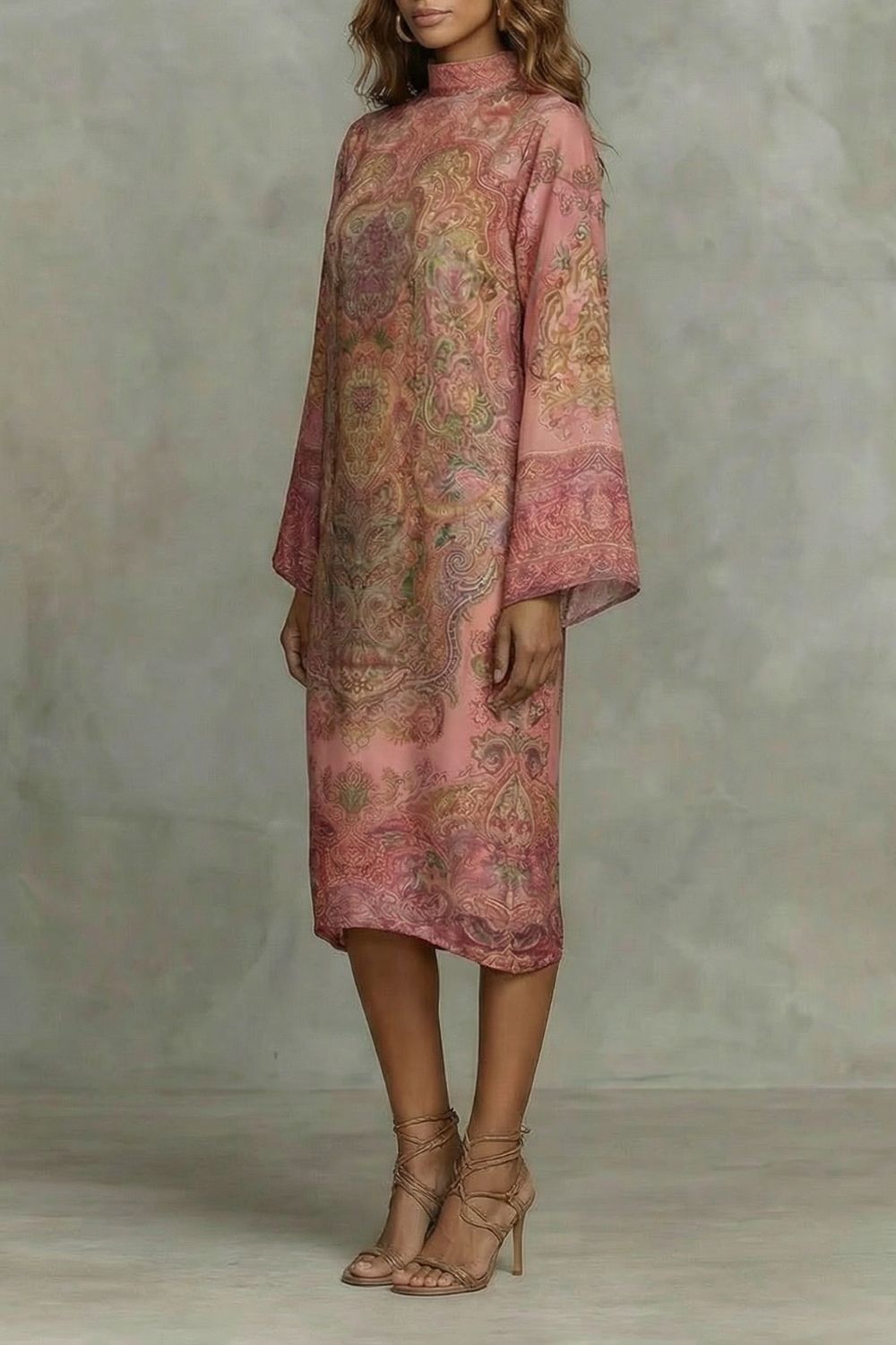 MARÉLIENNE | BAROQUE FLORAL MOTIF – KIMONO MIDI DRESS