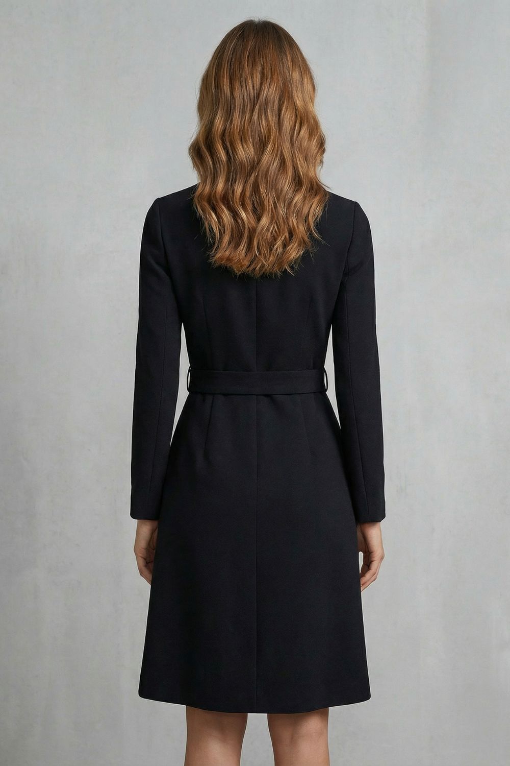 NIVARA | ASYMMETRIC BELTED WAIST – A-LINE MIDI DRESS