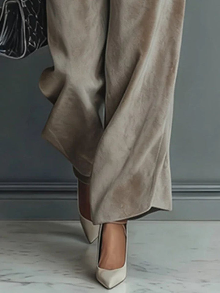 OLIVIA | TAUPE VELVET TURTLENECK SUIT