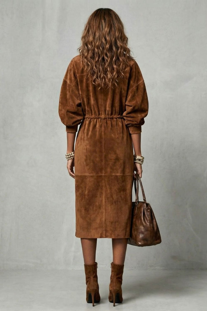 ZANETTA | DRAWSTRING WAIST – ZIP MIDI DRESS