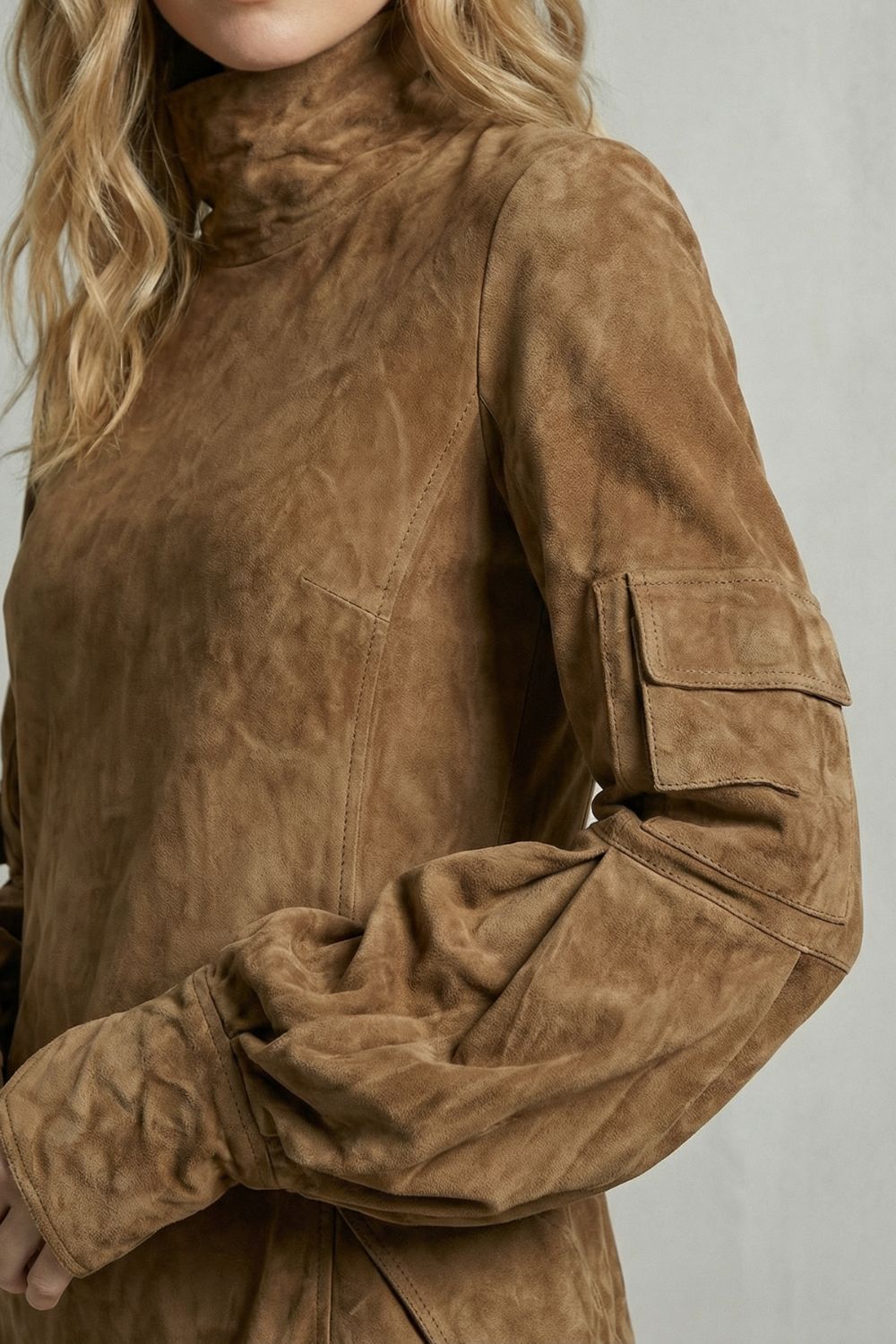MARCELLA | HIGH NECK SILHOUETTE – SUEDE-EFFECT MINI DRESS