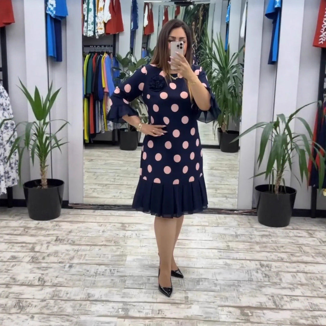 BEATRICE | PLEATED POLKA DOT DRESS