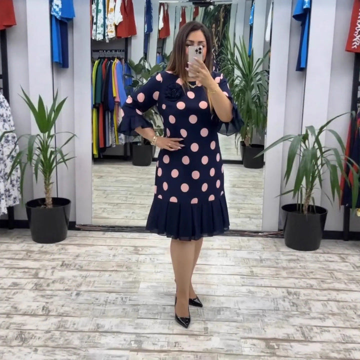 BEATRICE | PLEATED POLKA DOT DRESS