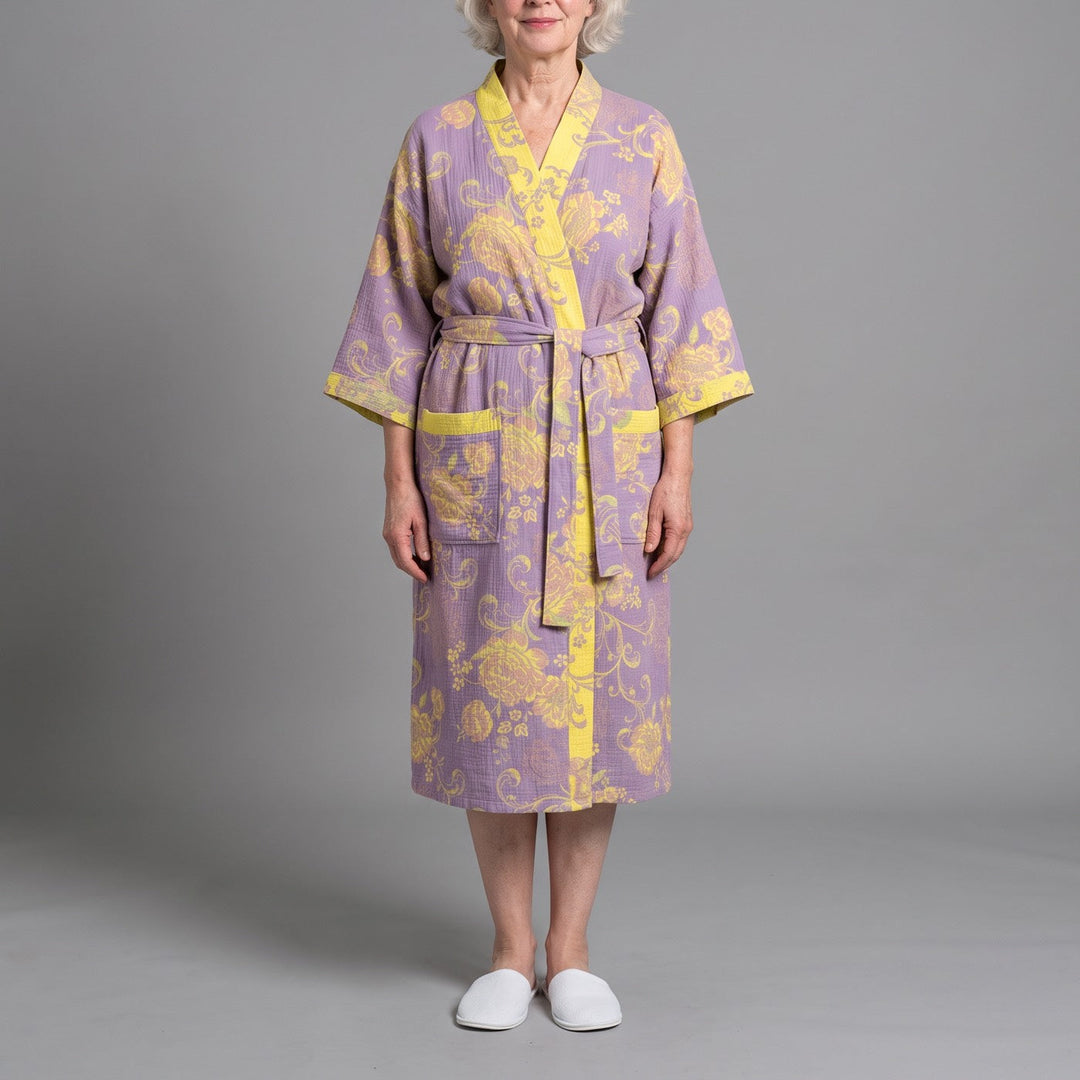 JUNO | LAVENDER AND GOLD FLORAL ROBE