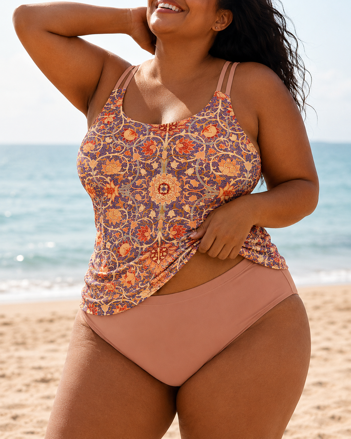 MADELEINE | PLUS SIZE VINTAGE FLORAL PRINT TANKINI SET