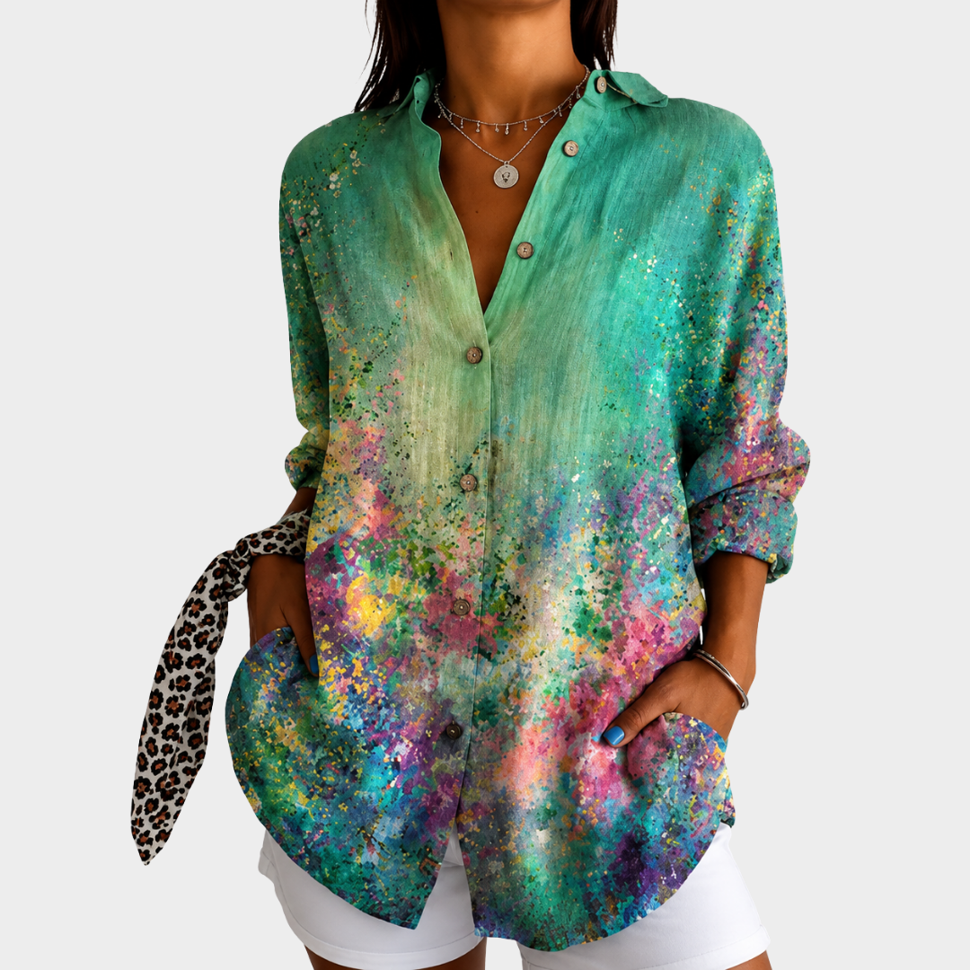 ELIZABETH | EMERALD MEADOW ART BLOUSE