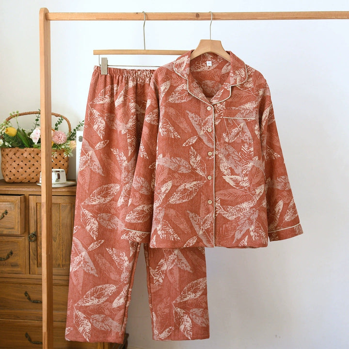 KINSLEY | RUST LEAF PRINT PAJAMA SET