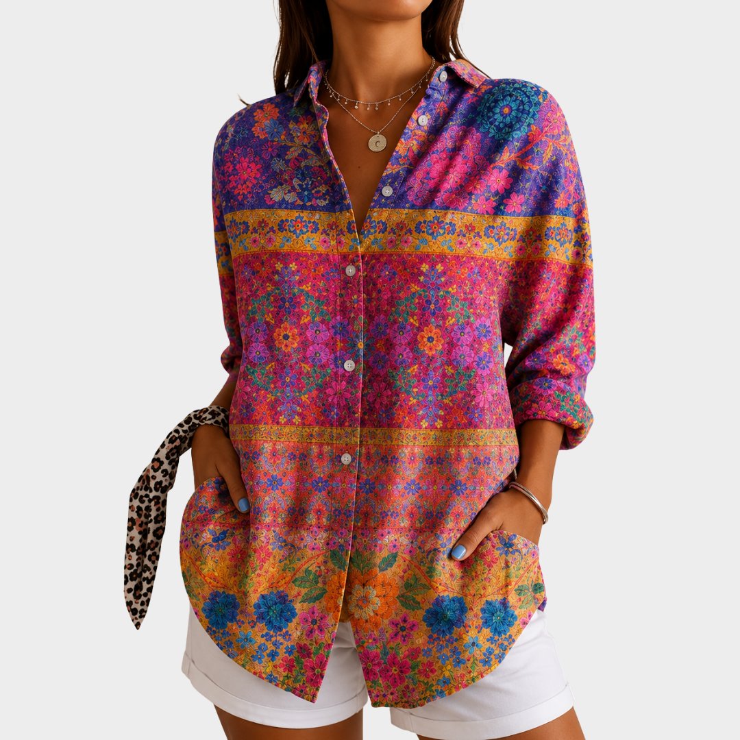 ISABELLA | VIBRANT GARDEN MOSAIC BLOUSE