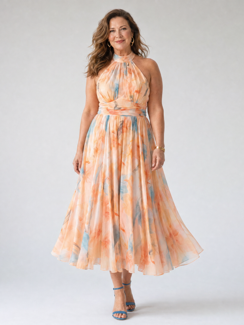 ELIN | SOFT HALTER MIDI DRESS