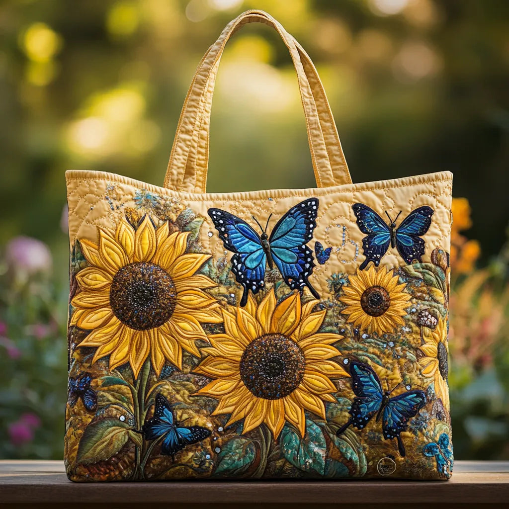 ISLA | HANDCRAFTED BAG WITH SUNFLOWERS AND BLUE BUTTERFLIES