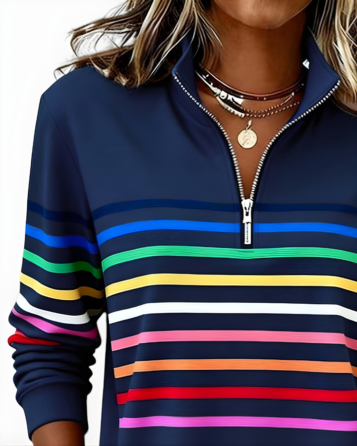 PRISCILLA | STRIPED ZIP SWEATER