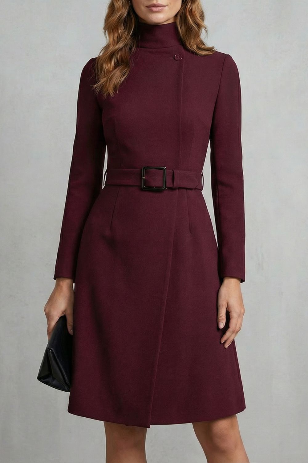 NIVARA | ASYMMETRIC BELTED WAIST – A-LINE MIDI DRESS
