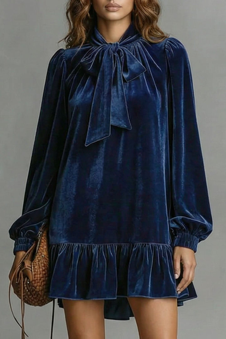 VELÉZIA | VELVET BOW DETAIL – MINI DRESS