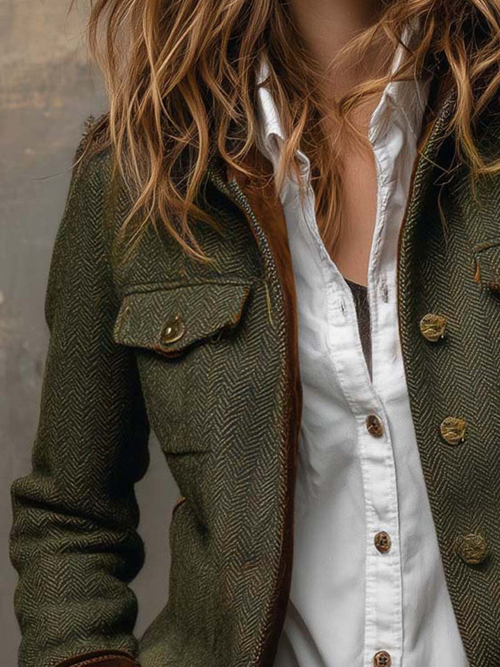 CLARISSA | HERRINGBONE CONTRAST TRIM BLAZER