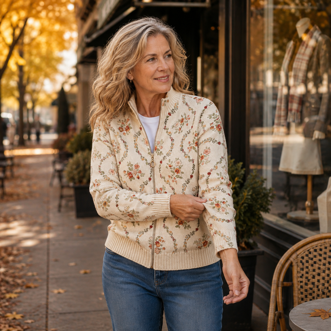 PERSEPHONE | DELICATE FLORAL VINE CREAM PRINT