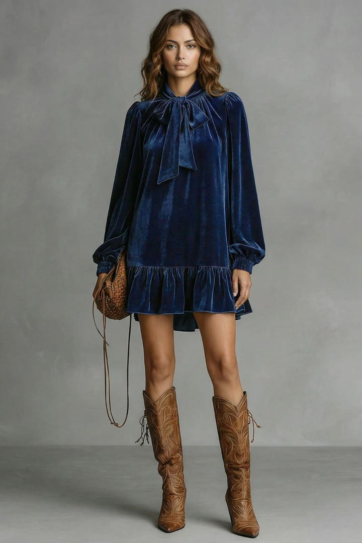 VELÉZIA | VELVET BOW DETAIL – MINI DRESS