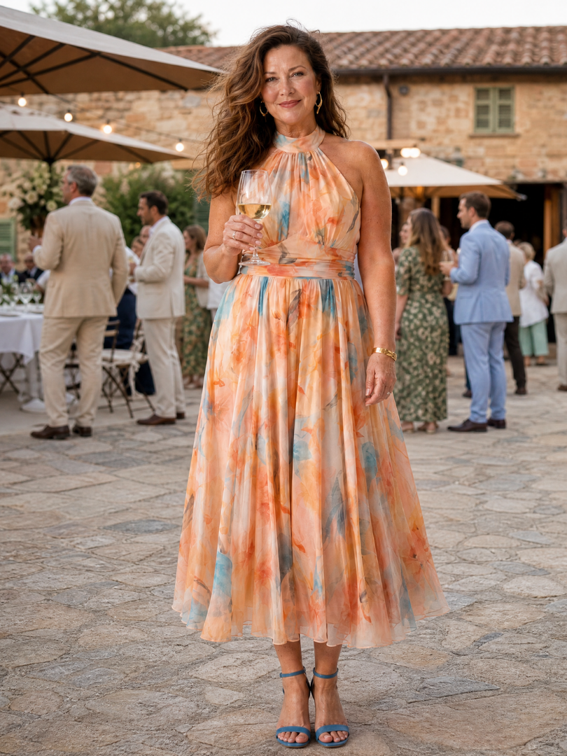 ELIN | SOFT HALTER MIDI DRESS