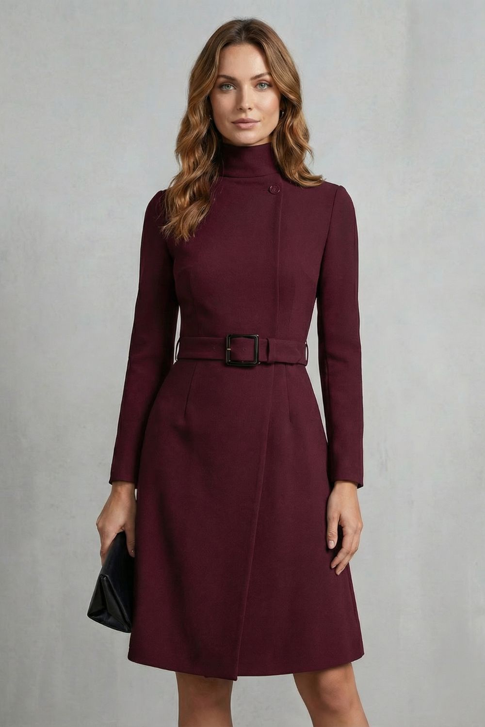 NIVARA | ASYMMETRIC BELTED WAIST – A-LINE MIDI DRESS