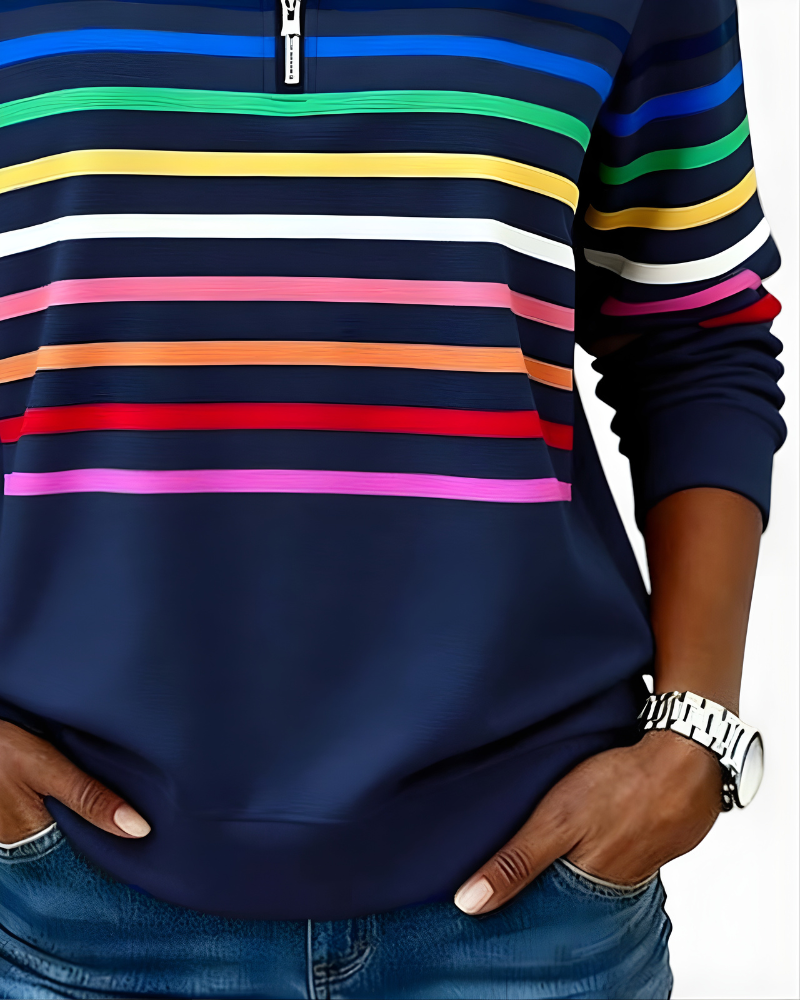 PRISCILLA | STRIPED ZIP SWEATER