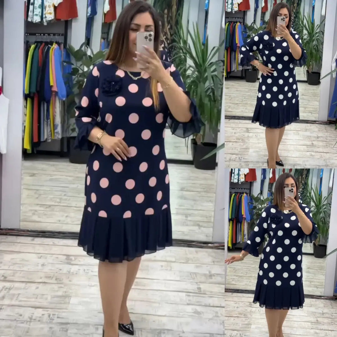 BEATRICE | PLEATED POLKA DOT DRESS