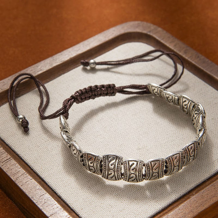 HESTER | ENGRAVED PANEL BEAD CORD BRACELET