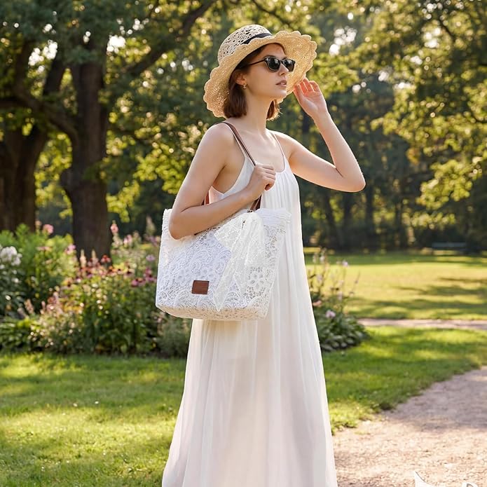 PEICEES | LACE RIBBON SHOULDER BAG