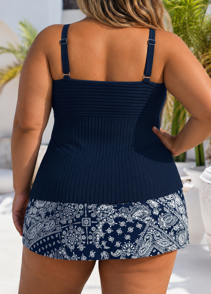 TRISH | PLUS SIZE GRACEFUL PLEATED SWIM SET