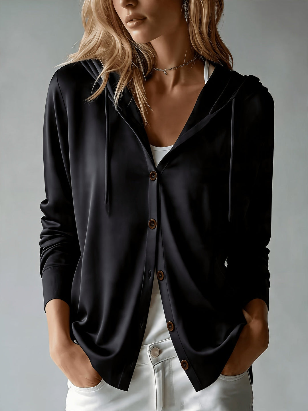 EDITH | BLACK HOODED CARDIGAN