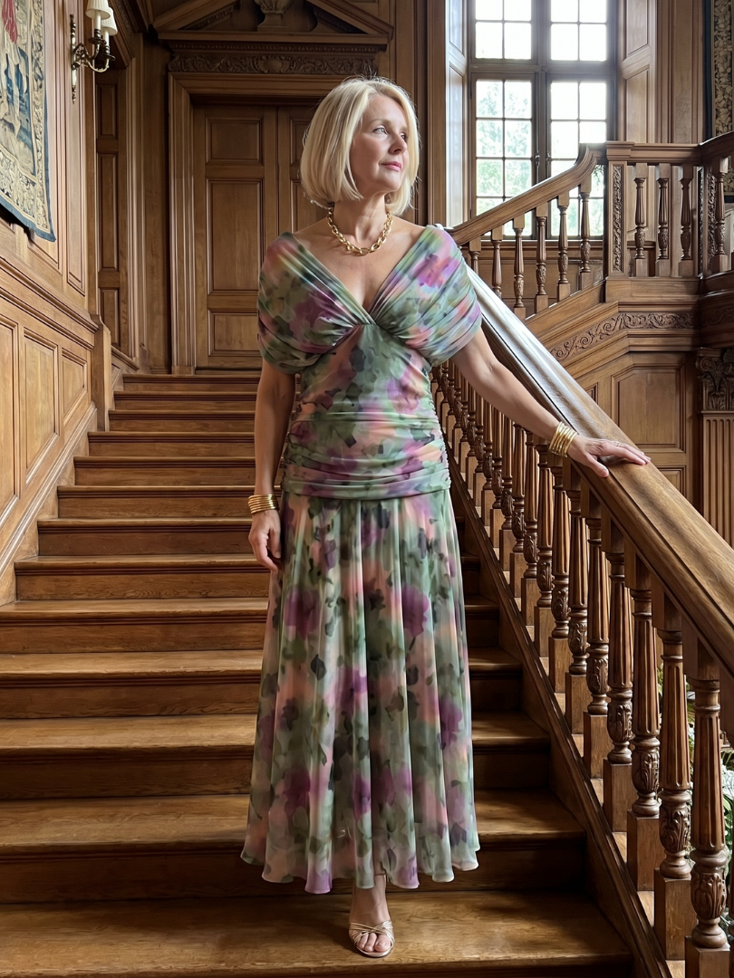 CALEN | OFF SHOULDER FLOW MIDI DRESS