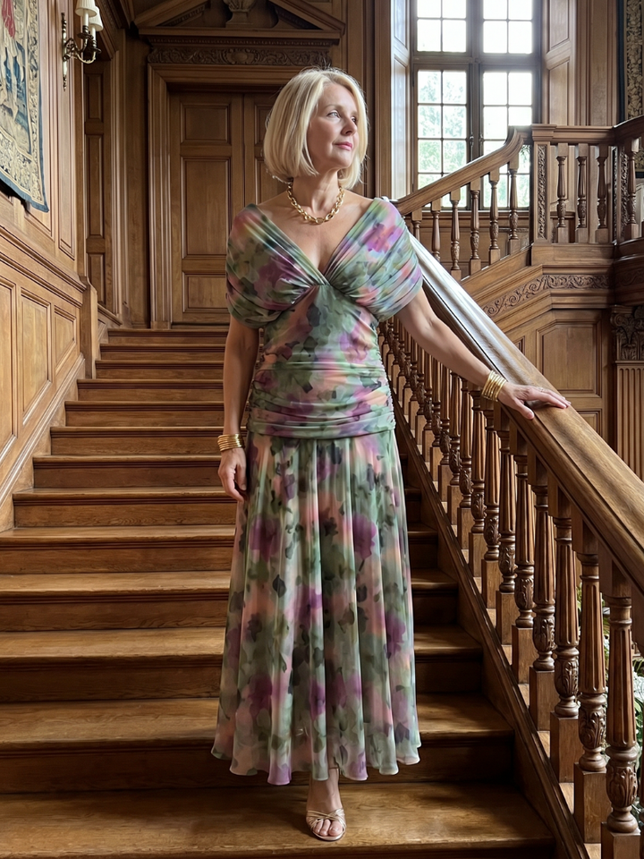 CALEN | OFF SHOULDER FLOW MIDI DRESS