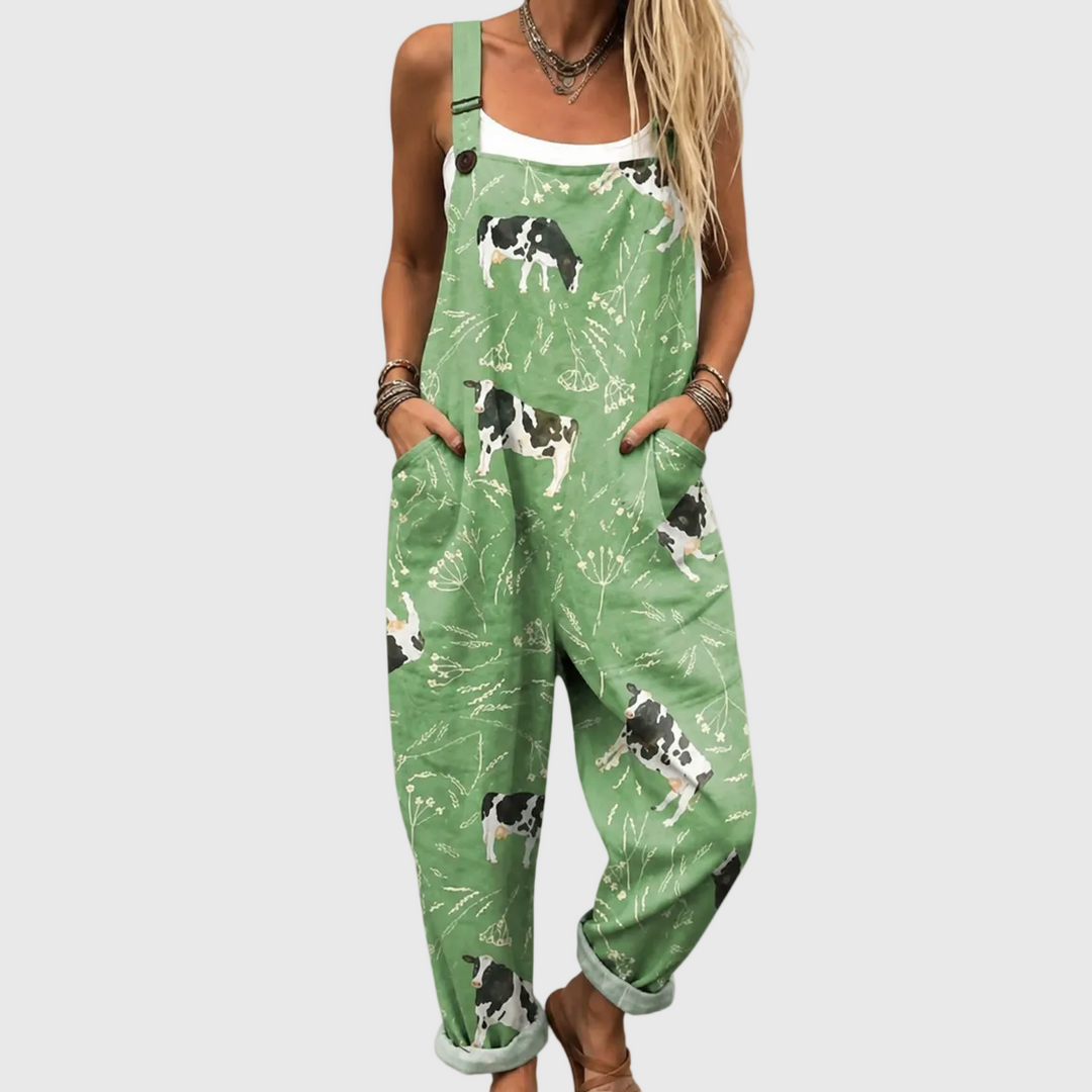 GREEN COW JUMPSUIT