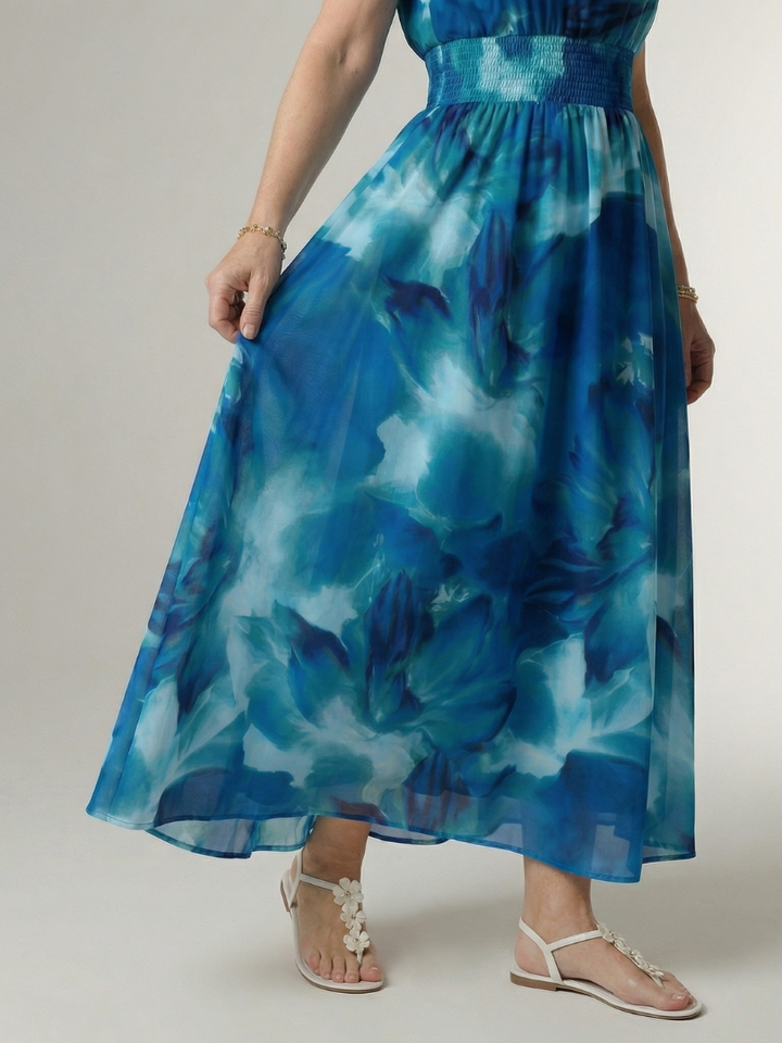 SYLIN | GATHERED HALTER MIDI DRESS