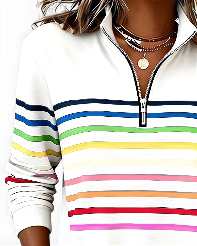 PRISCILLA | STRIPED ZIP SWEATER