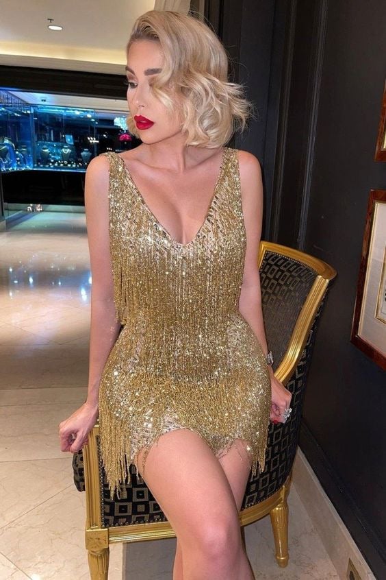 DELPHINE | ELEGANT FRINGE PARTY DRESS