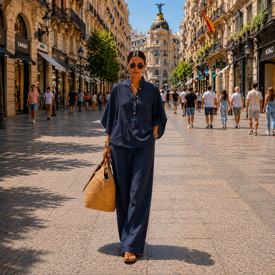 MARIEL | SET WITH BATWING SLEEVES AND WIDE TROUSERS