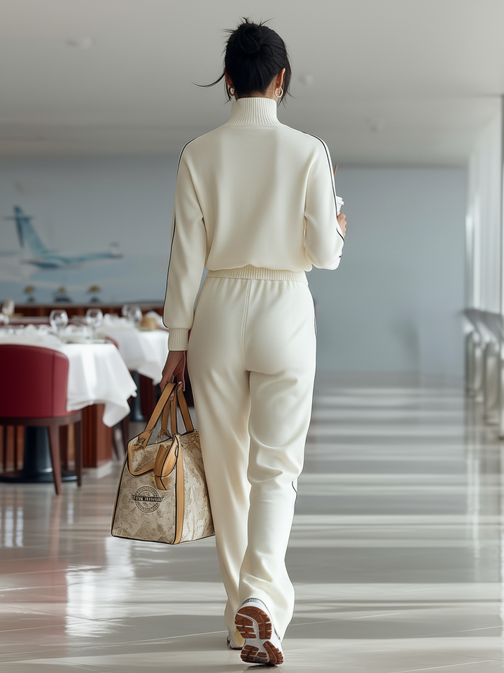 GEORGIA | CASUAL RIBBED TRIM ZIPPER TURTLENECK SPORTS SET