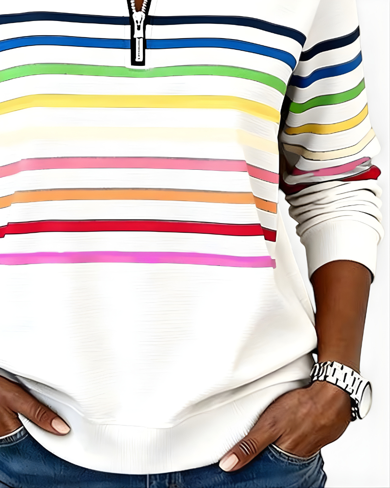 PRISCILLA | STRIPED ZIP SWEATER