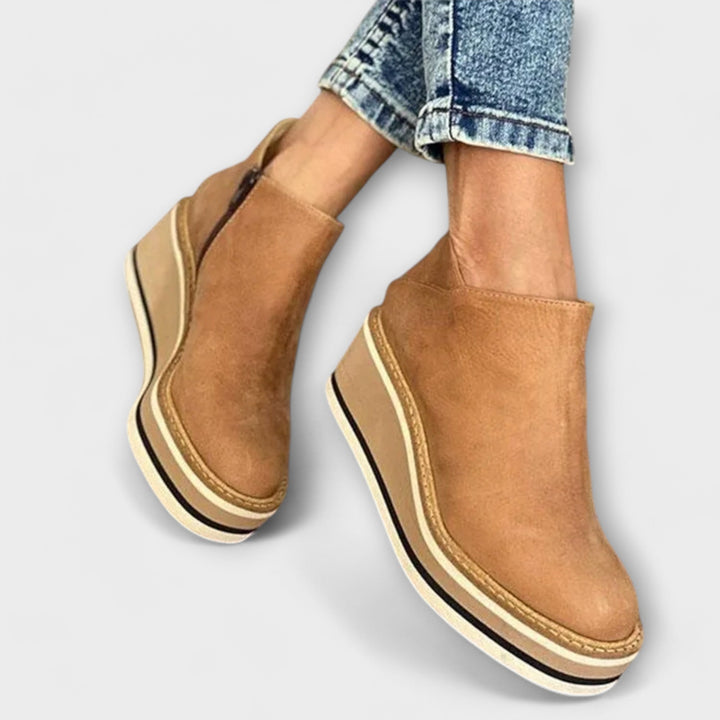 MAXINE | WEDGE ANKLE BOOTS WITH SIDE ZIP